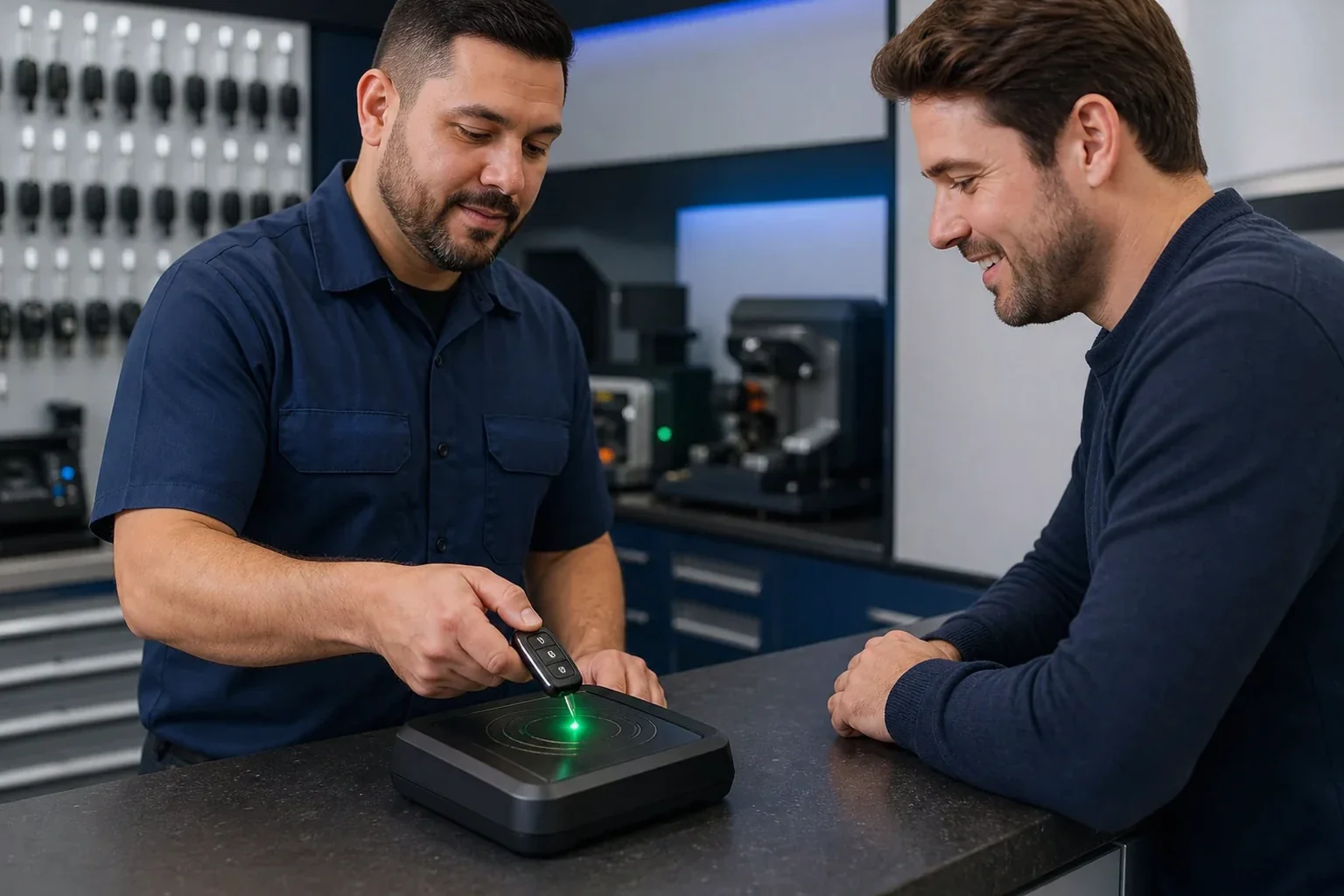 Chaveiro programando um controle remoto em Itumbiara.